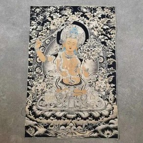 탱화 레트로 브로케이드 Thangka 자수 그림 티베트 카이쉔 부처님 탱카 공예, 01 1