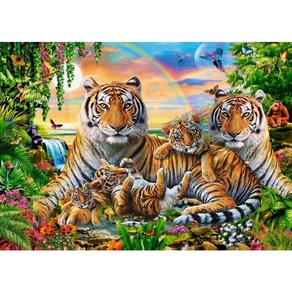 더영흥 보석십자수 캔버스형 40 x 50 cm DIY, YH55 호랑이네 나들이, 1개
