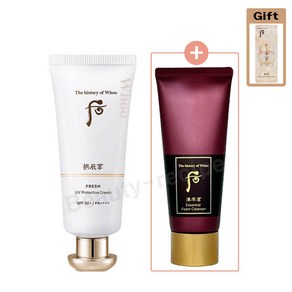 더후 공진향 진해윤 프레쉬 선 60ml 기획세트 (SPF50+) +공진향 설 청안 폼 또는 진율향 진액 폼 증정 / 피부를 부드럽게 케어 / 순한 선크림 (샘플 1ml 1매 증정), 진율향 진액 폼 1개, 1개, 100ml