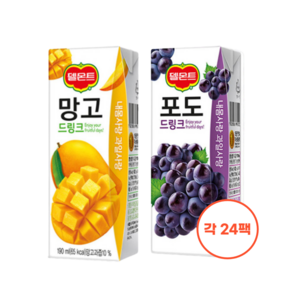 델몬트 포도 + 망고 드링크팩 190ml 각24팩