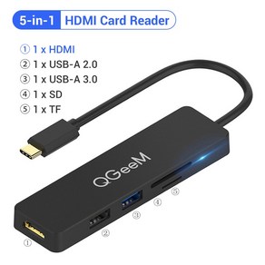 QGeeM USB C 허브 fo Macbook Po Ai Xiaomi Samsung Dex HDMI VGA TF 마이크로 SD 카드 리더 RJ45 기가비트 Lan Aux PD, 5 Pots Abs, 5.5 Pots ABS