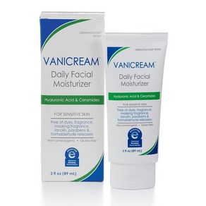 Vaniceam 민감한 피부를 위한 히알루론산 함유 페이셜 모이스처라이저 무향 88.7mL(3FLoz), 89ml, 1개