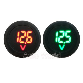 34mm 원형 디지털 전압계 12~24v 볼트메터 매립형, 1개, 레드