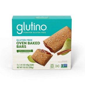 Glutino Gluten Fee Oven Baked Ba Apple Cinnamon Natually 글루티노 프리 오븐 베이크드 바 애플 시나몬 천연 향 5개, 56.7g, 1개