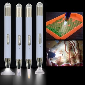 보석십자수펜 led 보석 십자수 도구 주사기 가게 usb 충전식 조명 5d 다이아몬드 페인팅 포인트 드릴 펜 세트 diy 야광 자수 다이아몬드 드로잉 드릴 펜, 하나의, 1개