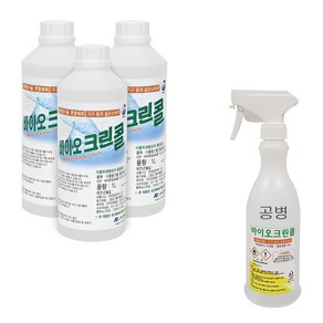 바이오크린콜 75퍼센트 살균소독제 1L x 3p + 분무기 450ml 세트