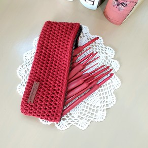 튤립 에티모 레드 코바늘 12set + 코마사필통 (완제품), 1개