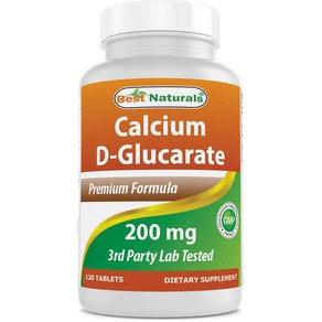 Best Natuals Calcium D-Glucaate 200 mg 120 Tablets, 1개, 120정