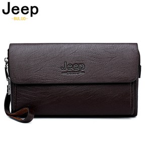 JEEP BULUO 유명브랜드 남성 핸드백 데이 클러치백 명품폰 및 펜용 고급 누수 가죽 지갑 핸드백