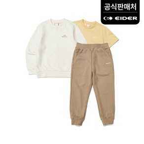 아이더공식 에센셜 키즈 맨투맨 반팔 조거팬츠 3PCS 세트 JUU23201W6