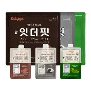 델리스푼 잇더핏 단백질 쉐이크 3주플랜 (더블초코맛 1주+흑임자맛 1주+녹차라떼맛 1주), 280g, 3개