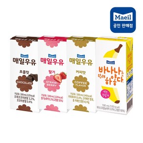 [매일유업]매일우유 4종 혼합 딸기6+초코6+커피6+바나나6(총24팩), 1개, 200ml