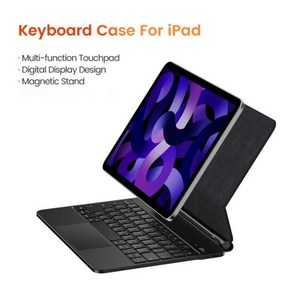 Toocki 마그네틱 블루투스 키보드 케이스 iPad Ai4 Ai5 Po 스마트 커넥터 무선 커버 11 12.9 인치, Black Koean_11 inch