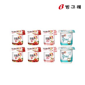 빙그레 요플레 혼합 85g 8입 기획팩(딸기+복숭아+플레인), 8개