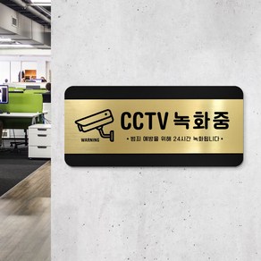 루리앤메리 골드 헤어라인 84 CCTV 녹화중 부서명패 사무실 매장 표지판 200 x 90mm