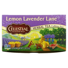 Celestial Seasonings 허브차 레몬 라벤더 레인 카페인 무함유 태백 20개입 31g(1.1oz) 2팩