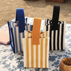 [앙상블] 세로 스트라이프 방수 텀블러 가방 캔버스 에코 백 미니 보조 토트