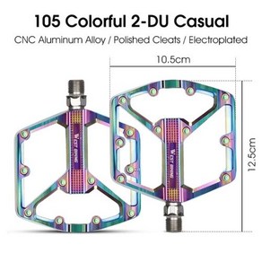 WEST BIKING 와이드 자전거 페달 그라디언트 금속 페인트 알루미늄 합금 MTB 페달 자전거 DU3 베어링 컬러 미끄럼 방지 플랫 페달, 3) 2 DU 105, 1개