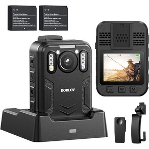 BOBLOV B4K2 바디 카메라 (GPS 포함) 4K 고화질영상 128/256GB 3000mAh 배터리 2개 12-16시간 녹화 초소형카메라 경찰바디캠, 128GB