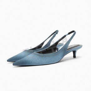 ZARA 자라 24SS 데님 원단 펌프스 슬링백 힐 4cm