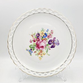 [빈티지] 독일 빈터링 바바리아 핸드페인팅 플라워 투각 접시 (25cm), 1개