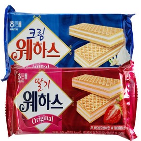 해태 웨하스 크림 50g x 10개 웨하스 딸기 50g x 10개