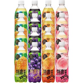 【16개】아사히 음료 미츠야 특농 과일 스쿼시 PET 500ml × 16개 아소트 세트 (4개 × 4종류) 사이다 탄산 음료 과일 과즙 [파인/포도/오렌지/피치]