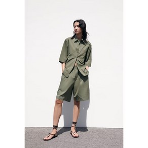 ZARA 자라 여자반팔셔츠반바지 카키 캐주얼 11H0608