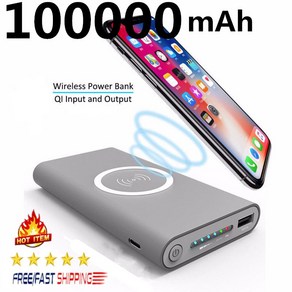 무료 빠른 배송 100000mAh 전원 은행 모든 휴대 전화 유형에 적합한 새로운 고속 충전 전원 은행 무선 플러스 USB 케이블 출력 포트 전원 은행, 임의 색상