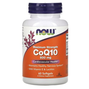 나우푸드 CoQ10 코큐텐 비타민E 레시틴 스트렝스 600mg 60캡슐, 단색, 1개