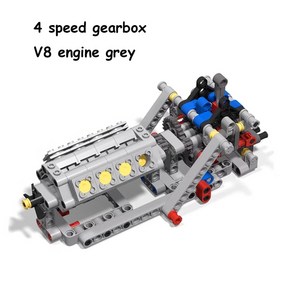 MOC 테크니컬 4 단 6 기어박스 리버스 기어 V8 V16 엔진 M 모터 AA 배터리 박스 빌딩 블록 DIY 전기 장난감, [05] 18, 1개