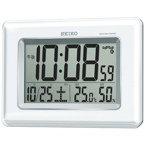 세이코 시계 시계 시계 시계 겸용 전파 디지털 캘린더 온도 습도 표시 흰색 진주 SQ424W SEIKO, 세이코 시계 벽시계 탁상시계 겸용 전파 디지털 캘린더