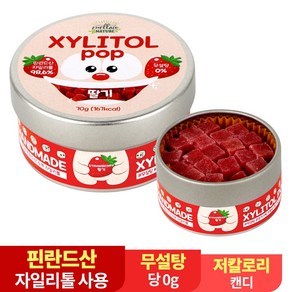 수제 장인 자일리톨 팝 딸기 캔디 사탕 70g 핀란드산 100%, 1개