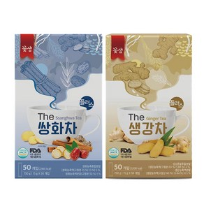 [요기쏴] 꽃샘 쌍화차플러스 15g 50포 생강차플러스 15g 50포 (1개+1개), 1세트, 100포