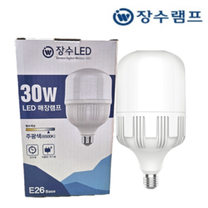 장수램프 LED 매장램프 30W LED콘램프 LED보안등 고와트전구 LED램프 가로등전구 공장등, 26B(26mm), 주광색(흰색빛), 1개