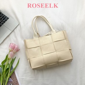 ROSEELK SS 여성 패션 대용량 위빙 토트백