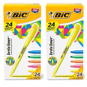 BIC 빅 브라이트 라이너 하이라이트 형광펜 24개 2팩 Bite Line Highlighte Chisel Tip