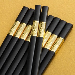 교정젓가락 재사용 가능한 젓가락 스시 스틱 미끄럼 방지 일본 음식 나무 세트 5 쌍 24cm, [03] Gold SANYE, 1개