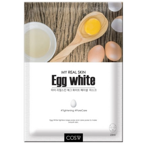 [정품] 에그 화이트 30매 코스더블유 마이 리얼 스킨 마스크팩 1일 1팩 COSW MY REAL SKIN Egg White 밀착력 피부탄력 영양공급 모공케어 타이트닝 페이셜마스크, 90개입, 1개