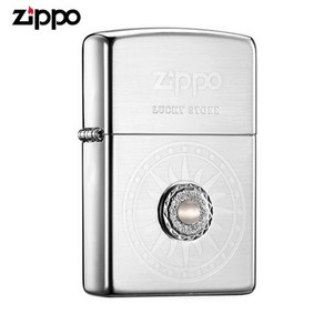 ZIPPO 라이터 엠블렘 럭키스톤 은도금 화이트 오일+심지+부싯돌 3종세트 포함