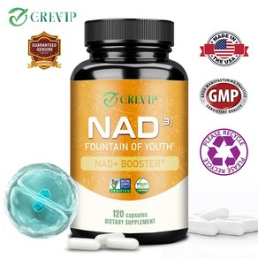 GREVIP NAD+ 부스터(NAD3) 노화 방지 세포 부스터 자연 에너지 장수 및 세포 건강을 위한 NAD 보충제 1회 제공량당 312mg, 1박스, 60정