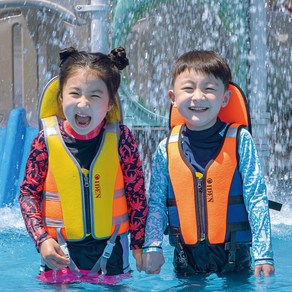 유아 아기 아동 어린이 수영 구명조끼 국내생산 머리보호, 오렌지, 1개