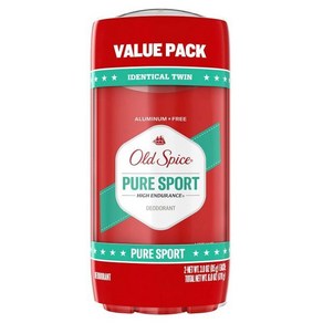 Old Spice 올드 스파이스 알루미늄 프리 데오드란트 남성용 고내구성 순수 스포츠 향 3.0온스2팩