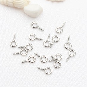디어템 나사형 9자 고리 핀 9핀 구자핀, 100개, 실버 4x8mm