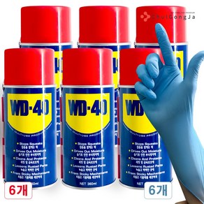 WD-40 360ml 방청 윤활제 + 철공자 작업장갑 WD40 방청제 더블유디 녹방지제, 6세트