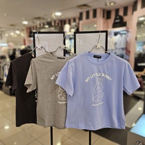 더데이걸 [동아백화점 수성점] 여름 시즌 여아 아동 주니어 데일리룩 리틀 버니 베이직 기본 반팔 티셔츠 TGRA24517-01