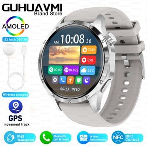 화웨이 샤오미 GT4 프로 스마트 워치 남성용 NFC GPS AMOLED HD 화면 블루투스 통화 2024 신제품, 2)Silvey - Watch GT4 Plus