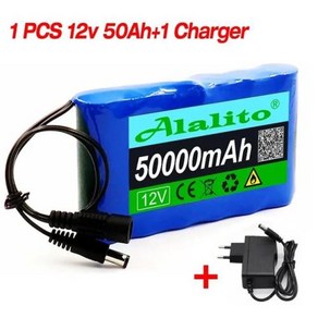 휴대용 슈퍼 충전식 이온 배터리 팩 용량 DC 12.6V 30Ah CCTV 캠 모니터 및 충전기 12V 50000mah 제품, 1개