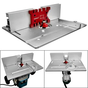 알루미늄 라우터 테이블 삽입 플레이트 W미터 게이지 목공 벤치 테이블 톱 다기능 트리머 조각 기계, 1)Set A, 1개