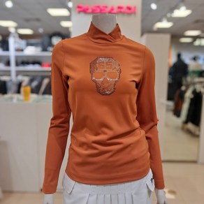 [파사디] 여성 봄 가을 핫픽스 포인트 약기모 하이넥 티셔츠 카멜 P24STP106XOC